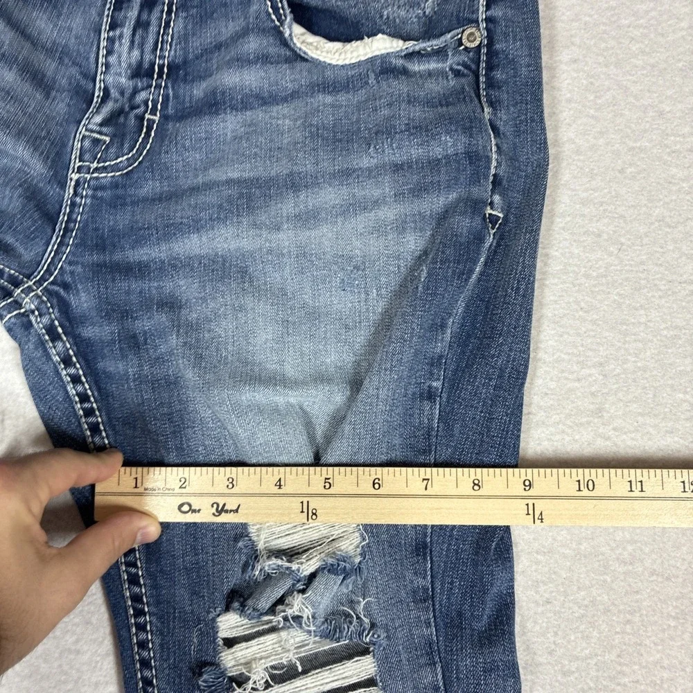BKE Jake Straight Jeans Mens 34x30 Blue Medium Wash Denim Distressed Thrashed